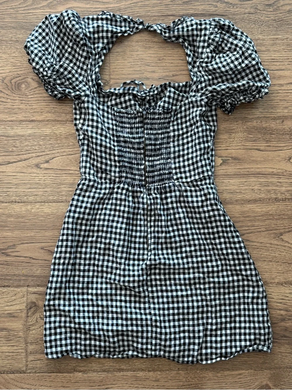 Reformation Black and White Gingham Mini Dress - Picture 6 of 8
